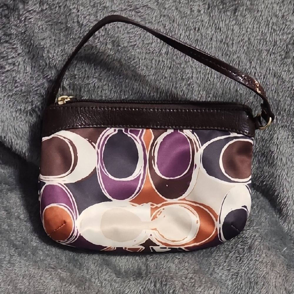 Coach Purple and Brown Patterned Wristlet - Picture 2 of 7